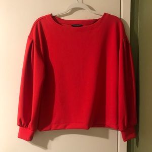 Banana republic Red Wide Neck Puff Sleve Blouse